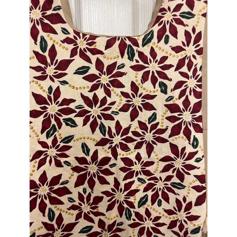 Handcrafted Poinsettia Kitchen Apron: Side Tie, XS-XL Ladies Size